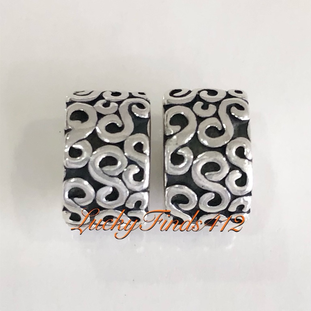 Authentic Pandora Swirls Clips Charms Set of 2